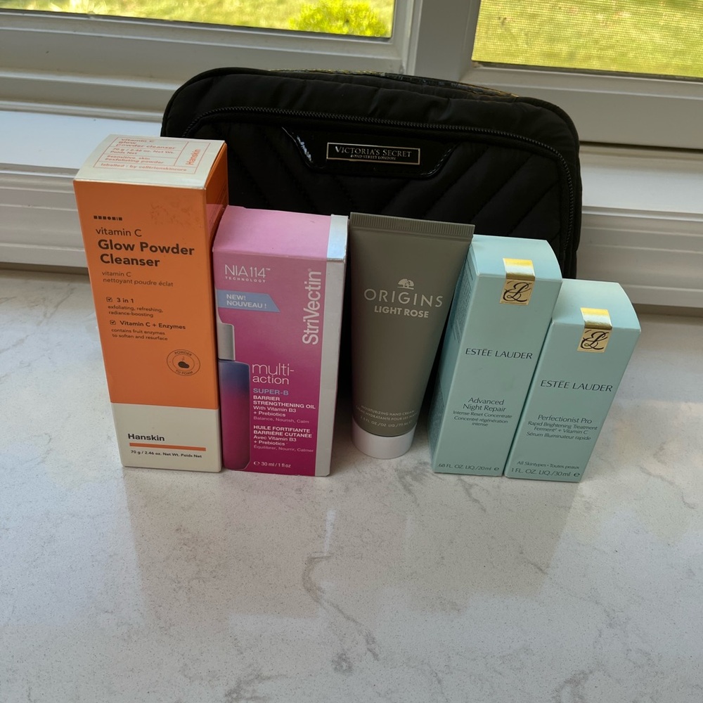 Brand New Skincare Bundle with NWT Victoria Secret Makeup Bag